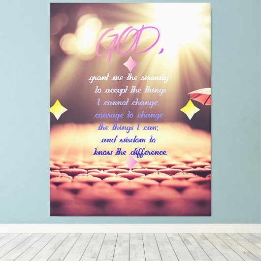 Sereniteitsgebed met inspirerende Christelijke kun Canvas Afdruk (Insitu (Houten vloer))