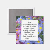sereniteitsgebed met roze en blauwe bloemen magneet (Voorkant / Achterkant)