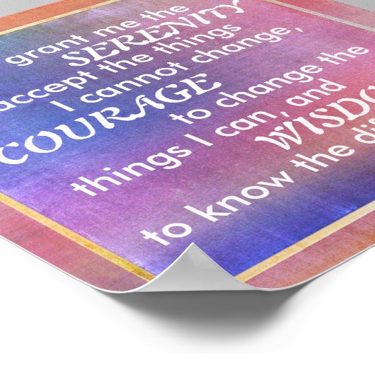 Sereniteitsgebed op waterverf paarse en blauw poster (Hoek)