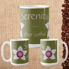 Serenity After Coffee White & Pink Clematis Green Koffiemok