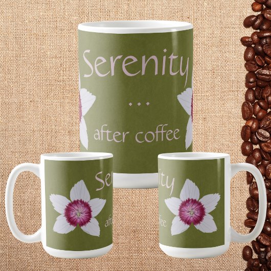 Serenity After Coffee White & Pink Clematis Green Koffiemok
