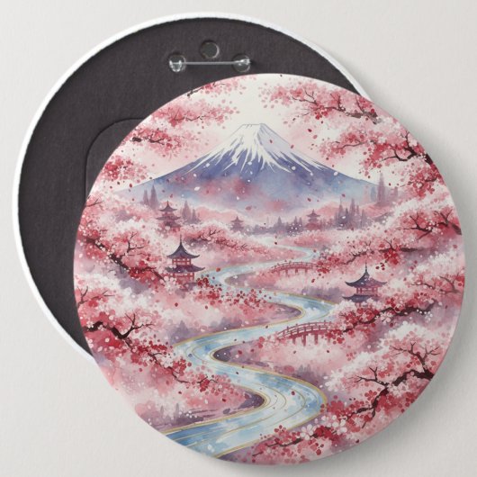 Serenity Among Cherry Blossoms Ronde Button 6,0 Cm (Voorkant /achterkant)