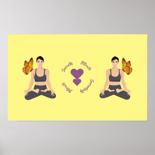 Serenity Attract Serendipity Yoga Butterfly Love Poster (Voorkant)