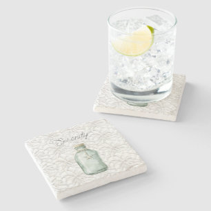Serenity Beach Witte Koraal Zeester Fles Stenen Onderzetter