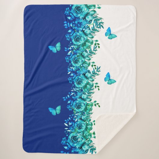 Serenity Blau Petal Sherpa Deken (Voorkant)