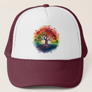 Serenity Blossoms: Waterverf Tree of Life Art Trucker Pet