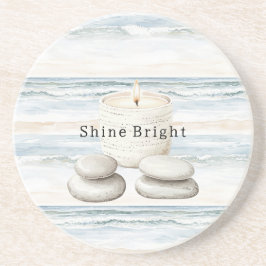 Serenity Blue Beach Ocean Candle Rocks Zandsteen Onderzetter