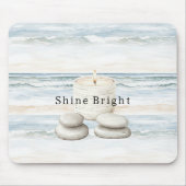 Serenity Blue Beach Ocean Candles Rocks Muismat (Voorkant)