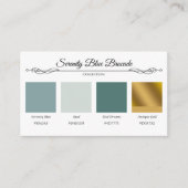 Serenity Blue Brocade Gold Lace Colour Swatch Kaar Informatiekaartje (Voorkant)