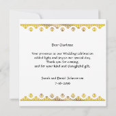 Serenity Blue Brocade Gold Lace Wedding Bedankkaart (Achterkant)