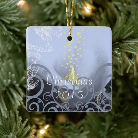 Serenity Blue Calla Lily met kerst Keramisch Ornament (Boom)