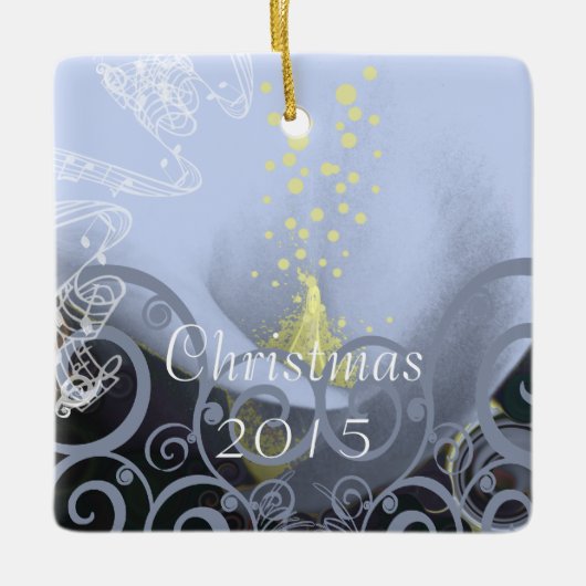 Serenity Blue Calla Lily met kerst Keramisch Ornament (Voorkant)