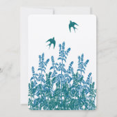 Serenity Blue en Aqua Floral Wedding Invites Kaart (Achterkant)