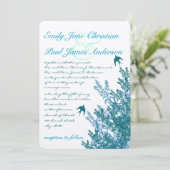 Serenity Blue en Aqua Floral Wedding Invites Kaart (Staand voorkant)