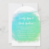 Serenity Blue en Green Waterverf Wedding Kaart (Voorkant)