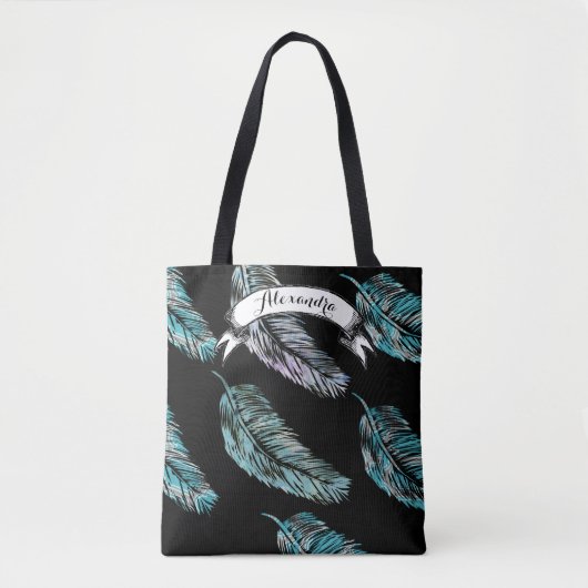 Serenity Blue en Paarse Waterverf Tote Bag (Voorkant)