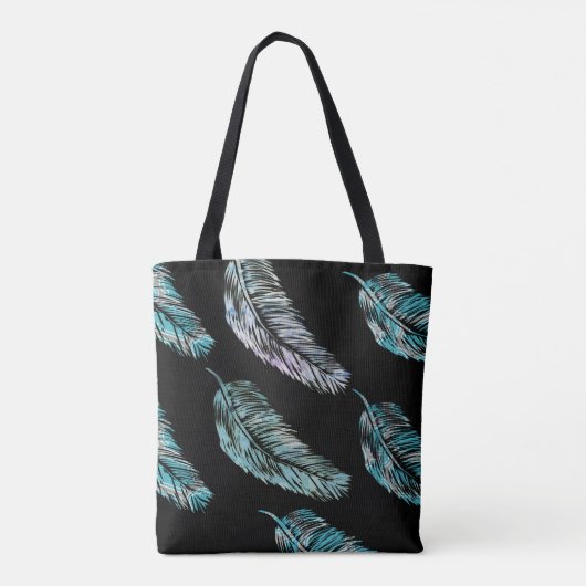 Serenity Blue en Paarse Waterverf Tote Bag (Achterkant)