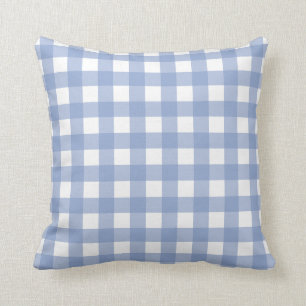 Serenity Blue en White Gingham Check Kussen