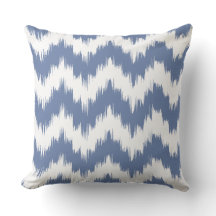 SERENITY BLUE Ikat Chevron Pillow