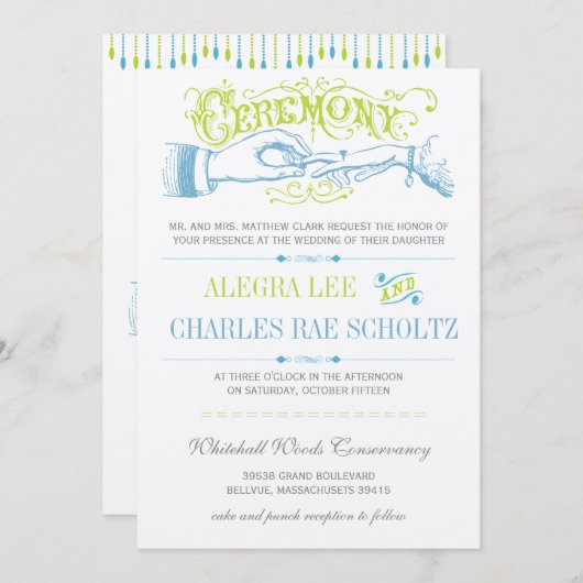 Serenity Blue Modern  Typografie Invite Kaart (Voorkant / Achterkant)