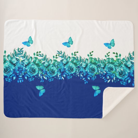 Serenity Blue Petal Sherpa Throw (Voorkant (horizontaal))