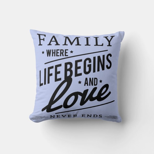Serenity Blue Throw kussen Familieliefde (Voorkant)