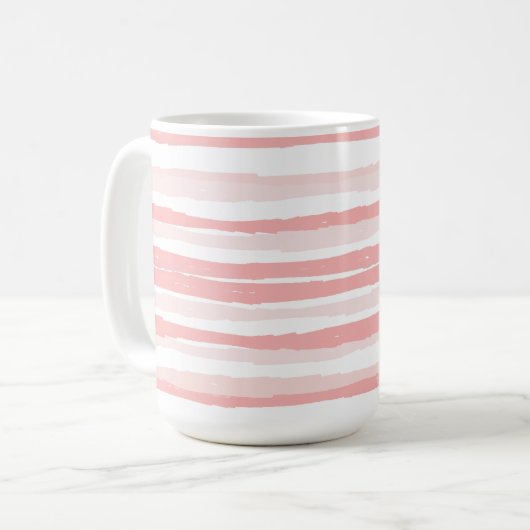 Serenity Boho Blush Pink Organic Stripes Koffiemok (Voorkant links)