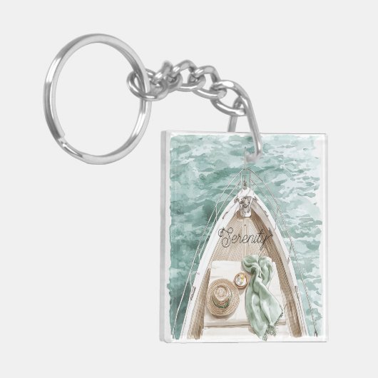 Serenity Calm Ocean Boat Sleutelhanger (Voorkant Links)