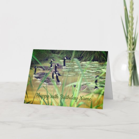 Serenity Canada Geese Personalized Birthday Kaart (Voorkant)
