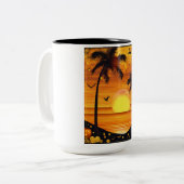 Serenity Canvas van de natuur - Tranquil Landscap Tweekleurige Koffiemok (Voorkant links)