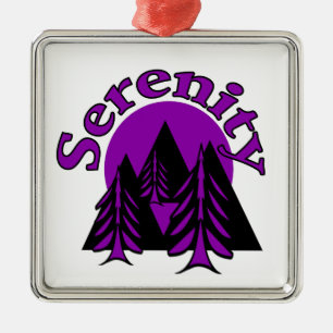 Serenity Citaat Modern Zwart Paarse Maan Bomen Metalen Ornament