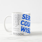 Serenity Courage Wisdom Word Collage Koffiemok (Links)