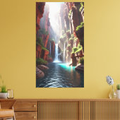 Serenity Falls: Majestueuze Kloofontsnapping Canvas Afdruk (Insitu (Woonkamer))