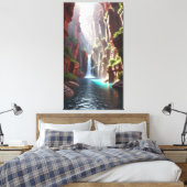 Serenity Falls: Majestueuze Kloofontsnapping Canvas Afdruk (Insitu (Slaapkamer))