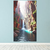 Serenity Falls: Majestueuze Kloofontsnapping Canvas Afdruk (Insitu (Houten vloer))