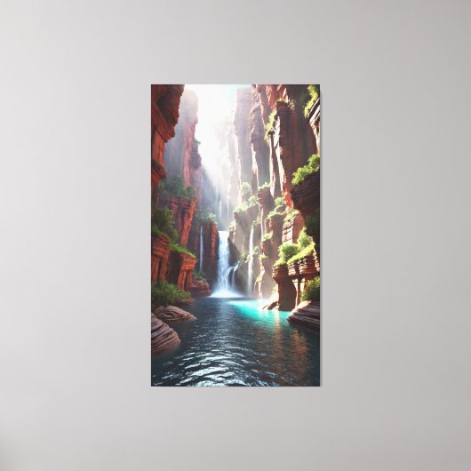 Serenity Falls: Majestueuze Kloofontsnapping Canvas Afdruk (Voorkant)