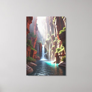Serenity Falls: Majestueuze Kloofontsnapping Canvas Afdruk