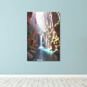 Serenity Falls: Majestueuze Kloofontsnapping Canvas Afdruk (Insitu (Houten vloer))