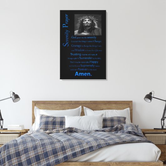Serenity Gebed Blauw Canvas Afdruk (Insitu (Slaapkamer))