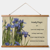 Serenity Gebed Blauwe Irissen Bloemstuk Hangend Wandkleed (Voorkant)