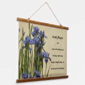 Serenity Gebed Blauwe Irissen Bloemstuk Hangend Wandkleed (Gebogen)