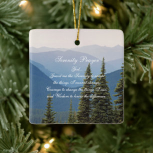 Serenity Gebed Misty Mountains Landschap Keramisch Ornament