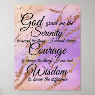 Serenity Gebed op roze, paarse, roze gouden achter Poster