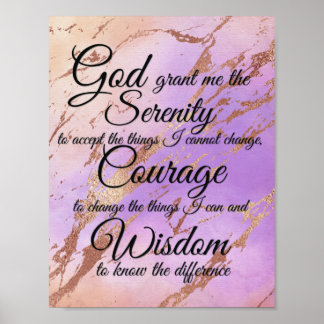 Serenity Gebed op roze, paarse, roze gouden achter Poster