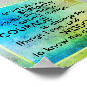 Serenity gebed op turquoise blauw en limoen groen poster (Hoek)