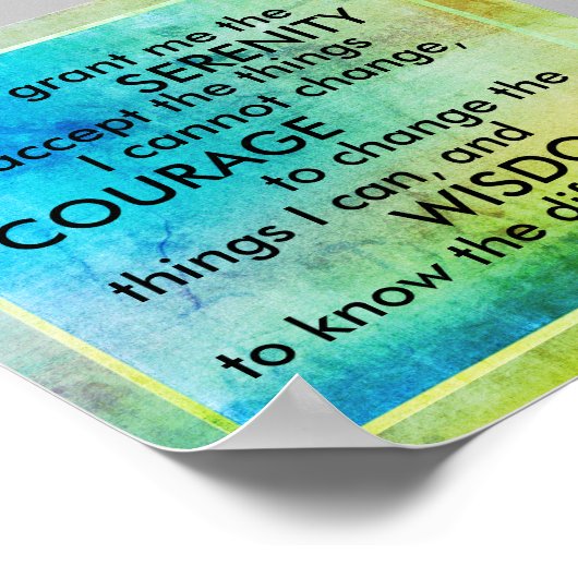 Serenity gebed op turquoise blauw en limoen groen poster (Hoek)