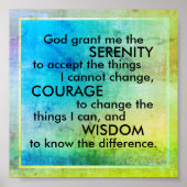 Serenity gebed op turquoise blauw en limoen groen poster (Voorkant)