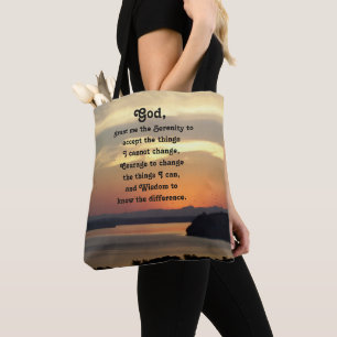Serenity Gebed Oranje Zeegezicht Zonsondergang Tote Bag