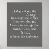Serenity gebed poster vet grijs en wit citaat (Voorkant)