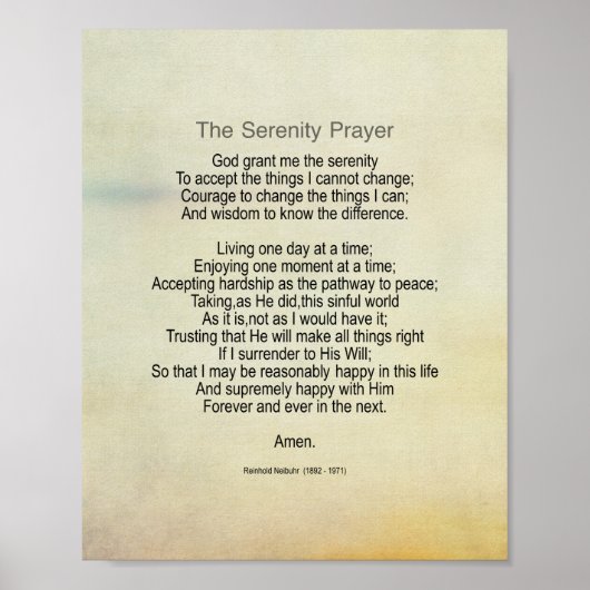 Serenity Gebed Quote Vintage Stijl Poster (Voorkant)